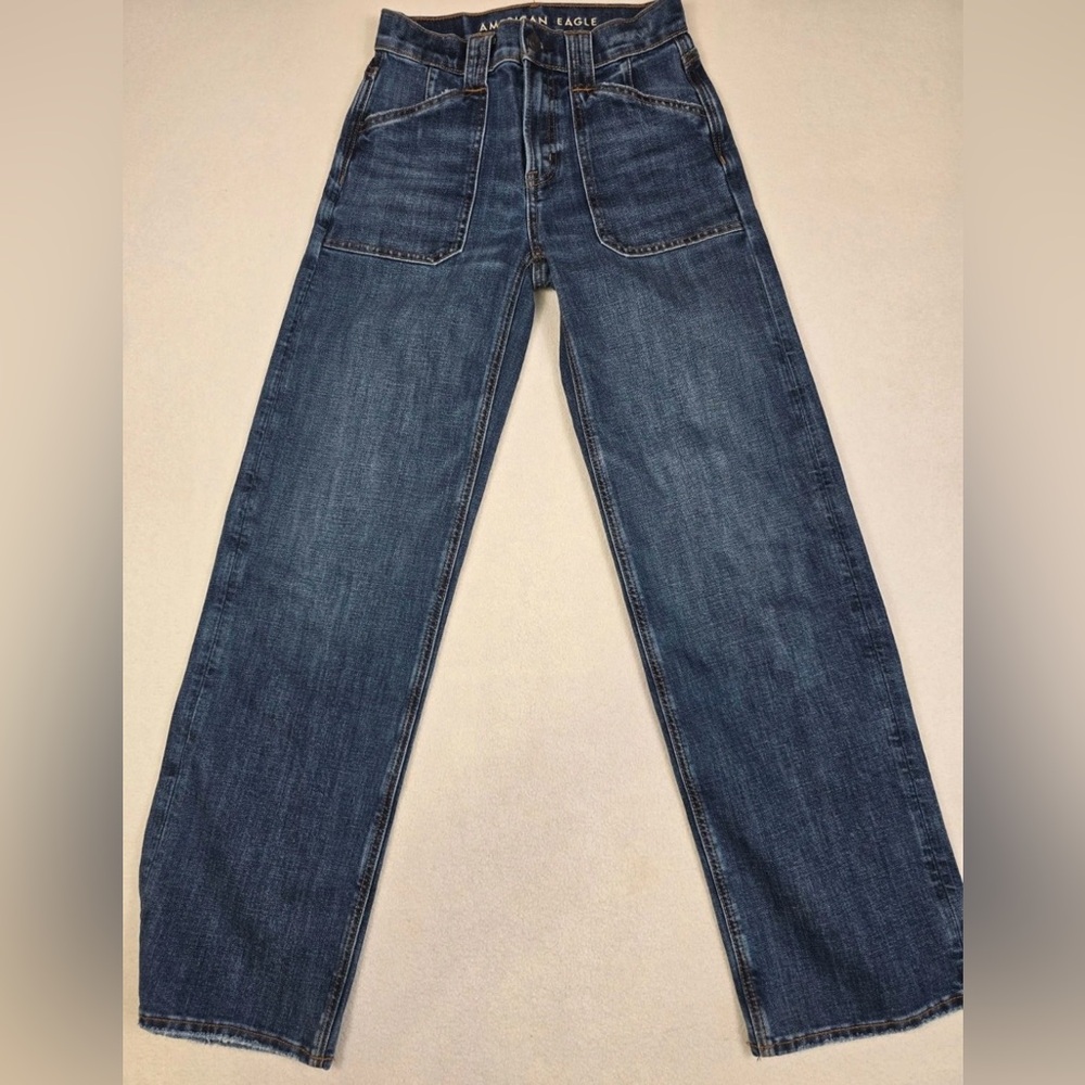 American Eagle NWT Stovepipe Dark Wash Denim Jeans SZ 18 R - Picture 7 of 11